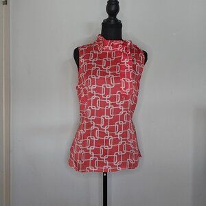 Geometric Pattern Red and White Blouse by George ME